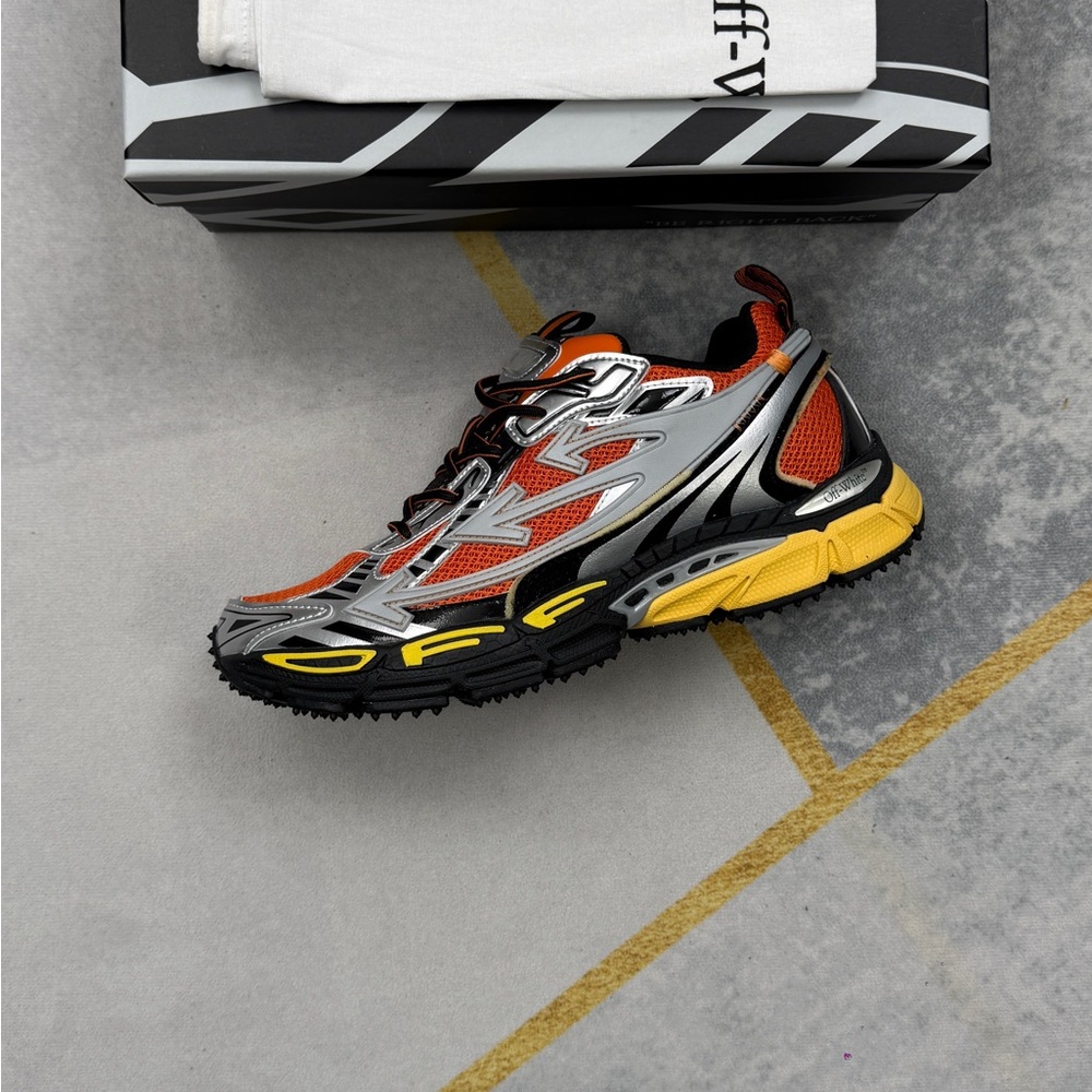 Off-White Orange and Silver Trail Runner Sneakers - Picture 7 of 9